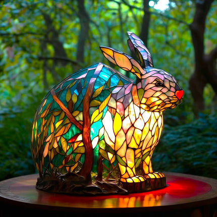Table Lamp Animal Stained Glass Effect Accent Light 4