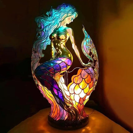 Table Lamp Animal Stained Glass Effect Accent Light 5