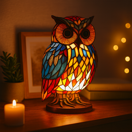 Table Lamp Animal Stained Glass Effect Decorative Light 0