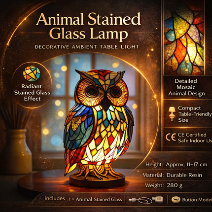 Table Lamp Animal Stained Glass Effect Decorative Light 2