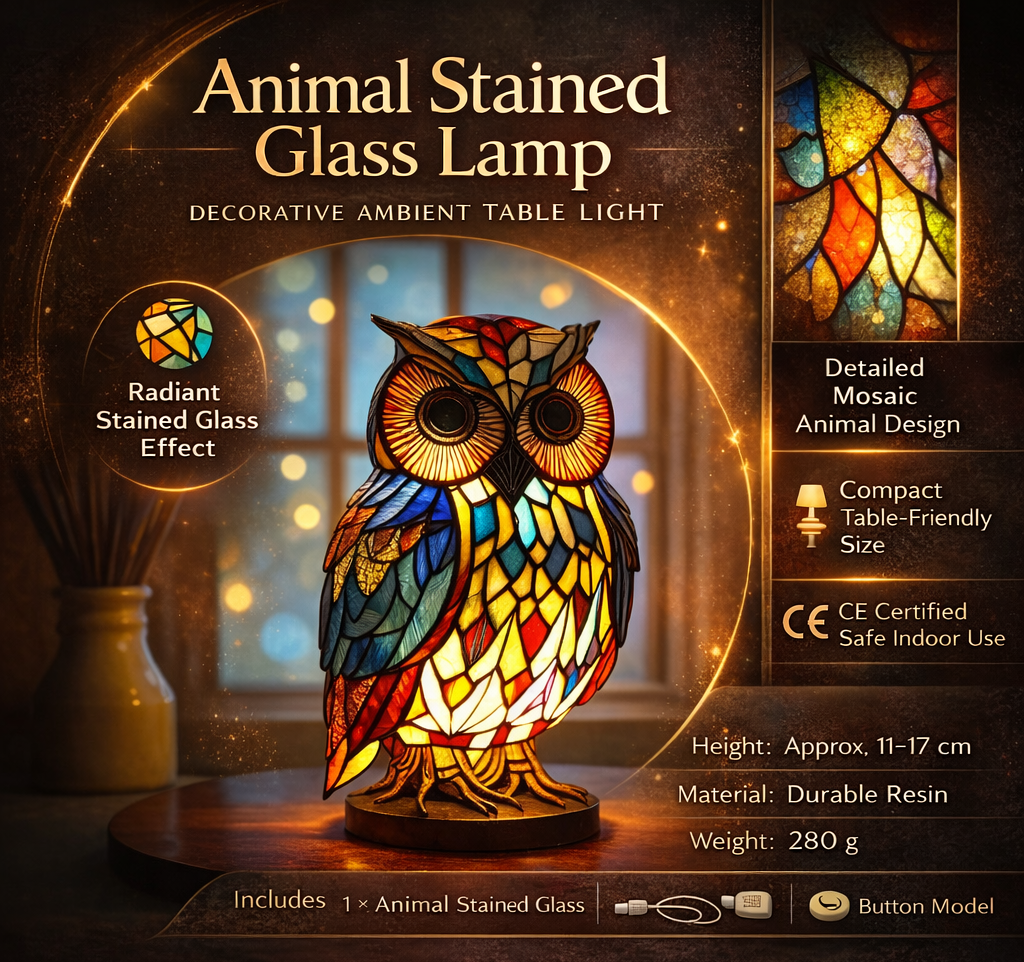 Table Lamp Animal Stained Glass Effect Decorative Light 2