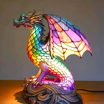 Table Lamp Animal Stained Glass Effect Decorative Light 4
