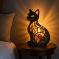 Table Lamp Cat Stained Glass Style Night Light 0