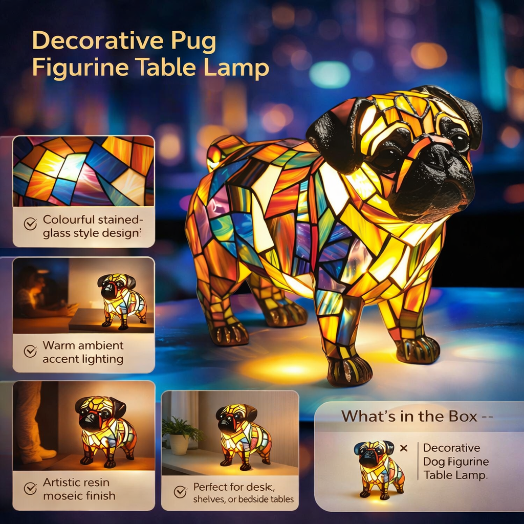 Table Lamp Decorative Resin Dog Figurine Accent Light 4