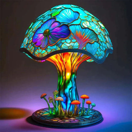 Table Lamp Glass Mushroom Style LED Ambient Resin Design Accent 0