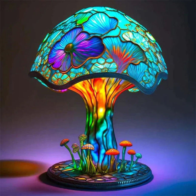 Table Lamp Glass Mushroom Style LED Ambient Resin Design Accent 0