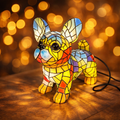 Table Lamp Stained Glass Dog Figurine Accent Light 0