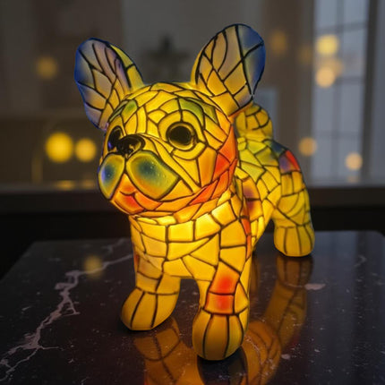 Table Lamp Stained Glass Dog Figurine Accent Light 1