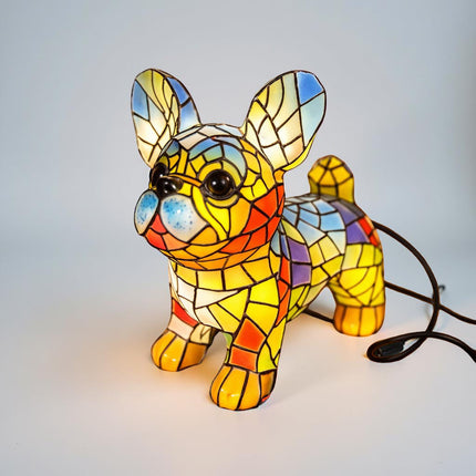 Table Lamp Stained Glass Dog Figurine Accent Light 2