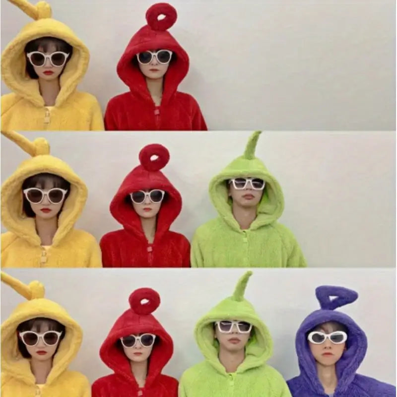 Teletubbies Kostuum Pyjama - Flanel Jumpsuit met Capuchon 5