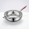 Wok en titane – Fond rond compatible induction, léger et diffusion rapide de la chaleur