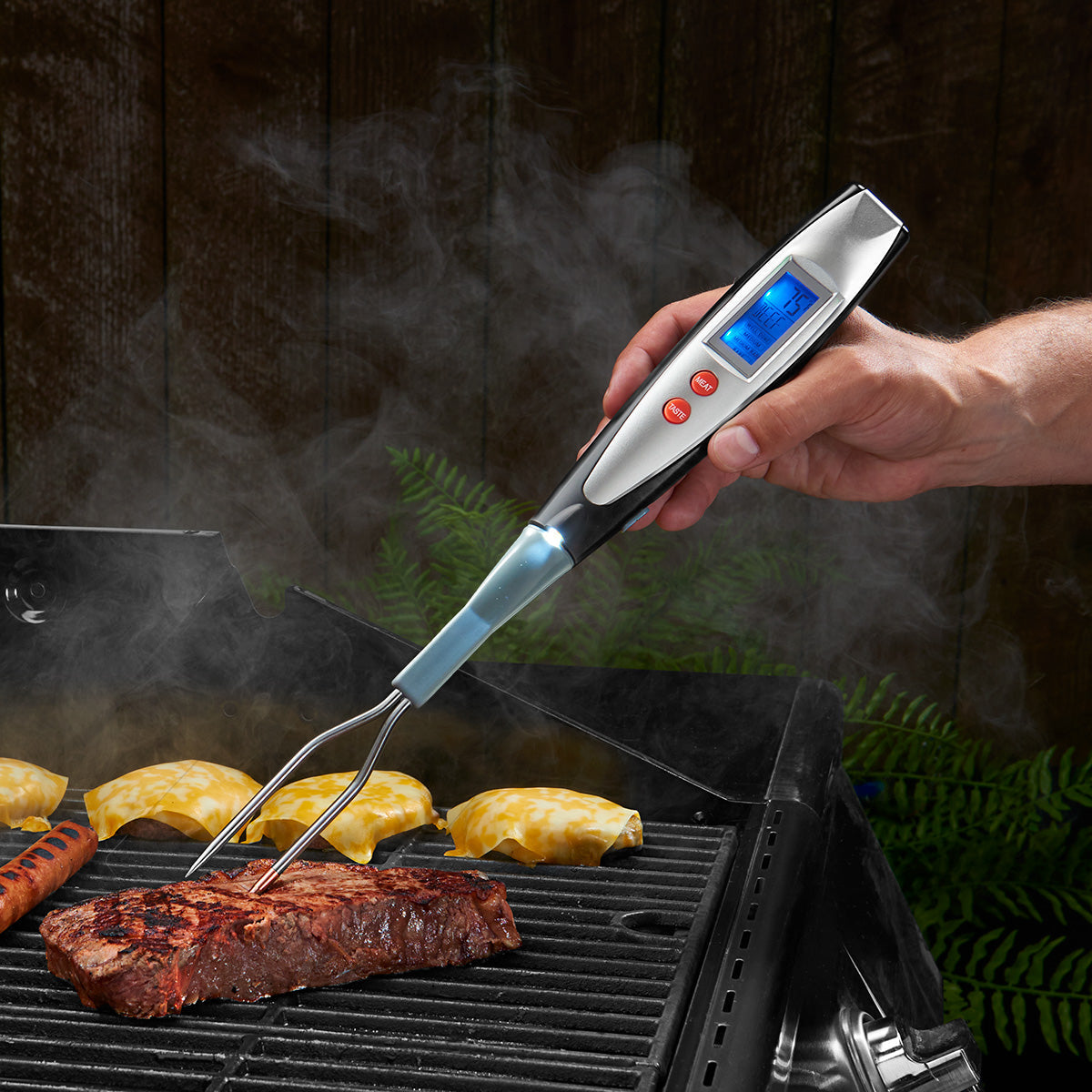 Thermometer BBQ Fork Digital Grill Probe Cooking Tool Stainless Steel 0