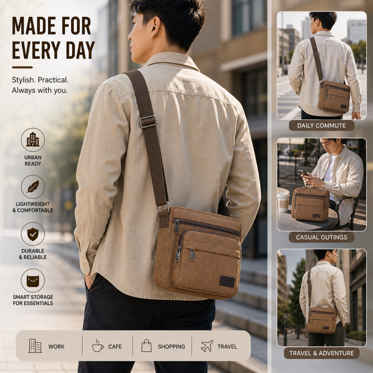 Thrives Outdoor | Canvas Crossbody Messenger Bag 1