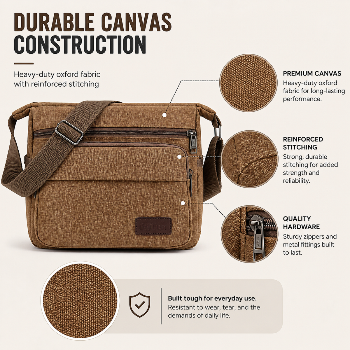 Thrives Outdoor | Canvas Crossbody Messenger Bag 2