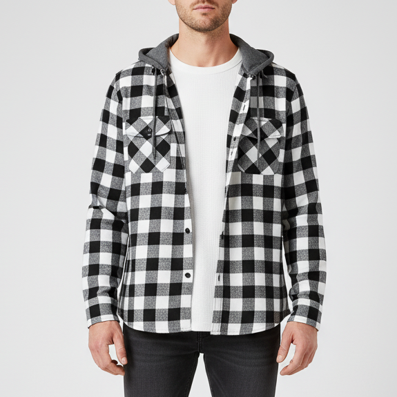 Thrives Outdoor | Long Sleeve Hooded Flannel Shirt 0