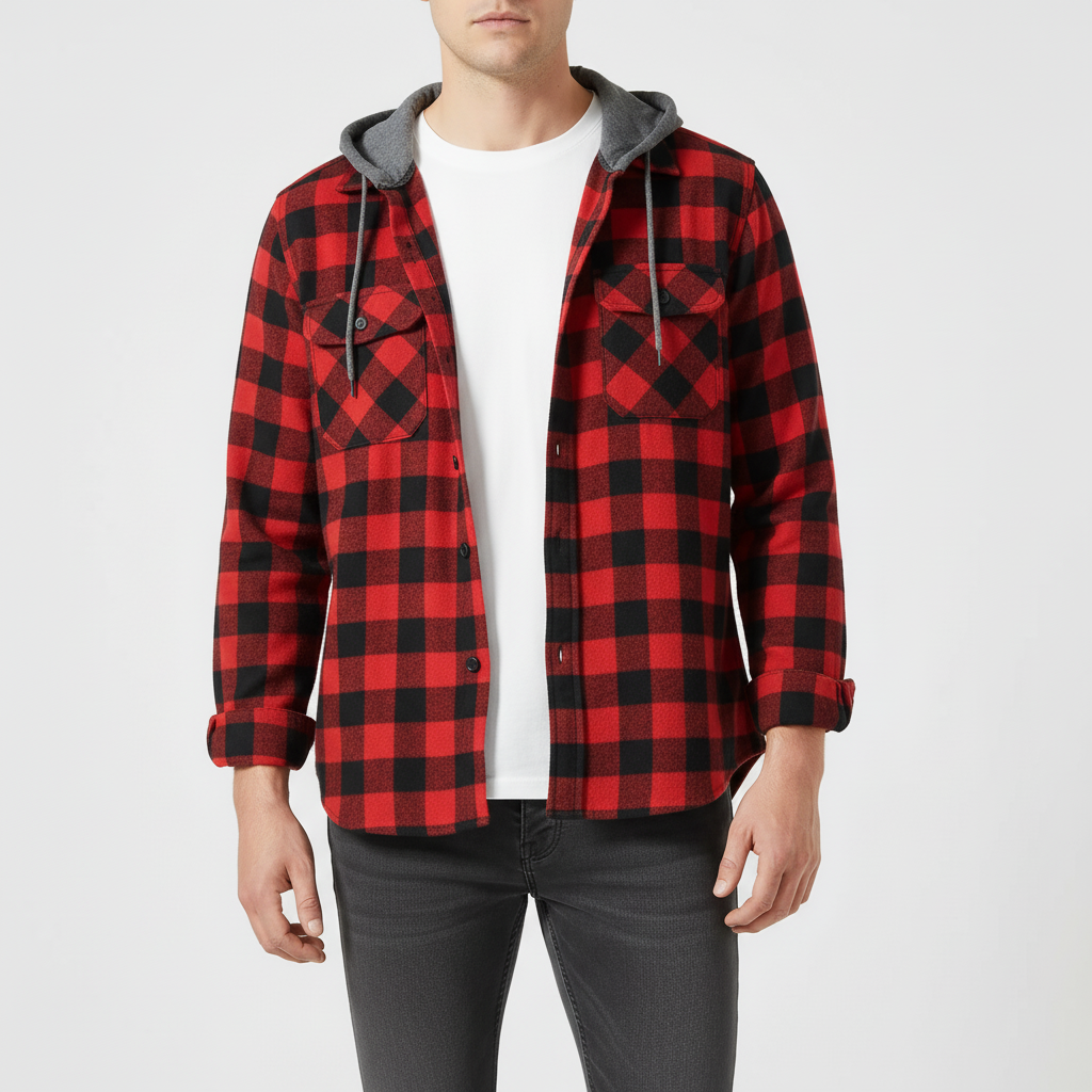 Thrives Outdoor | Long Sleeve Hooded Flannel Shirt 10