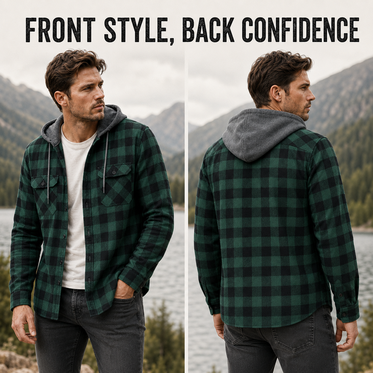 Thrives Outdoor | Long Sleeve Hooded Flannel Shirt 2
