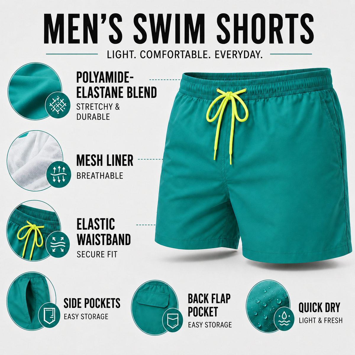 Thrives Outdoor | Marinex Men's Swim Shorts Short Length 3