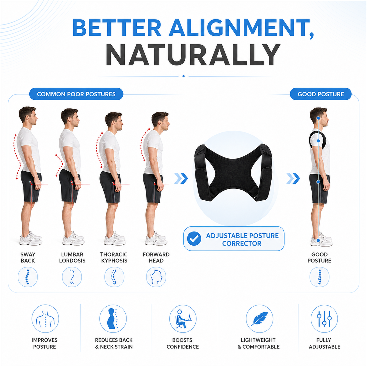 Thrives Outdoor | PostuSure Adjustable Shoulder Posture Brace 5