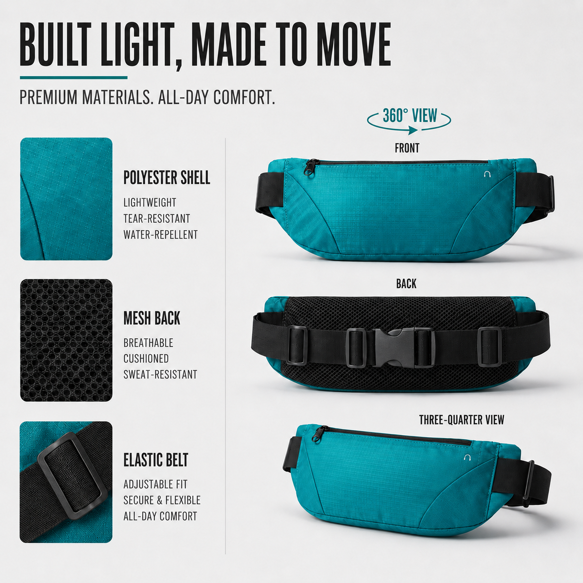 Thrives Outdoor | StrideLume Lightweight Waterproof Waist Pack 6