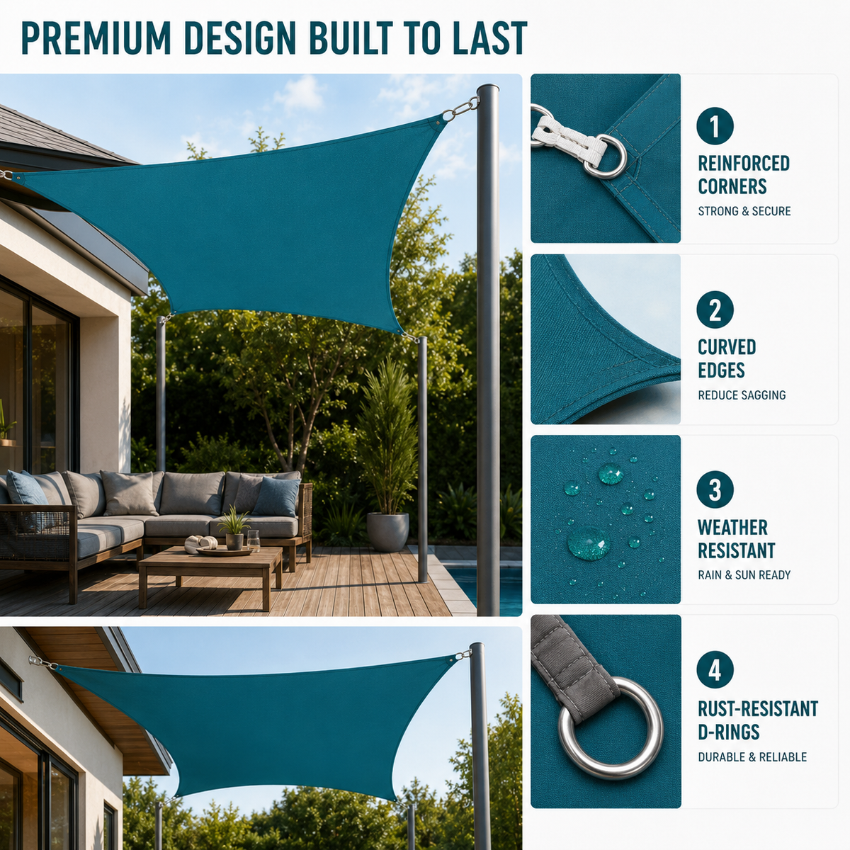 Thrives Outdoor | Sunvora Waterproof Outdoor Shade Sail 3