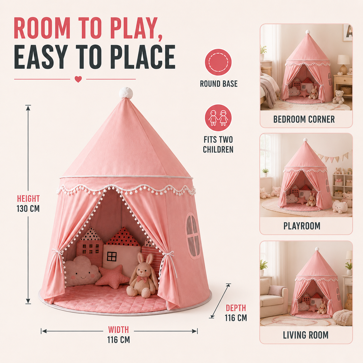 Thrives Outdoor | Tentrise Large Foldable Play Teepee 7