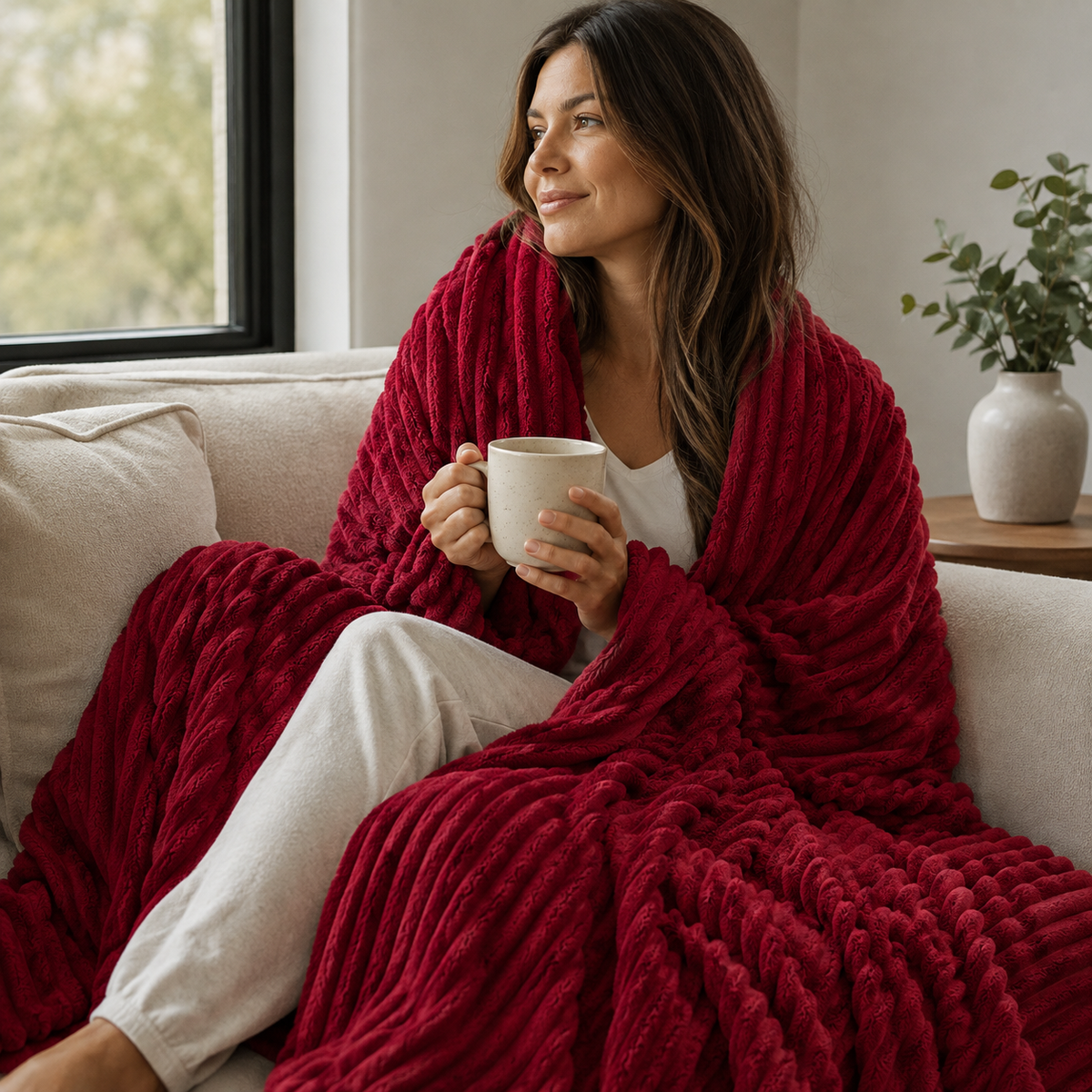 Thrives Outdoor | Thick Coral Velvet Throw 1