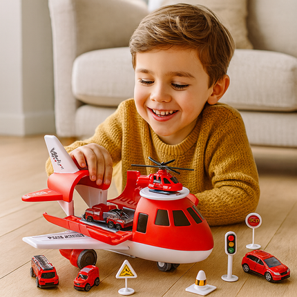 Toy Playset Airplane Vehicle Transport Kids Action Set 0