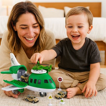 Toy Playset Airplane Vehicle Transport Kids Action Set 3
