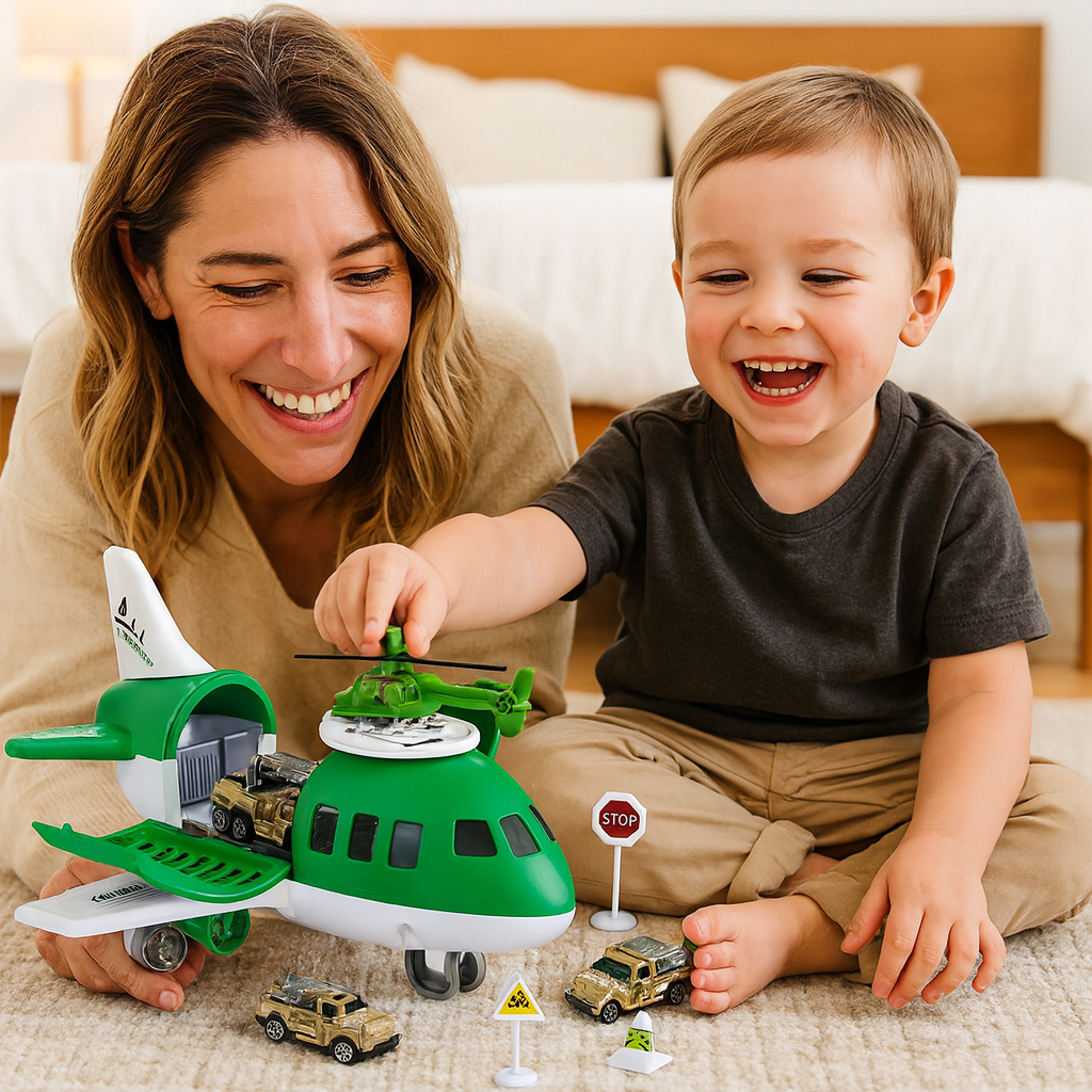Toy Playset Airplane Vehicle Transport Kids Action Set 3