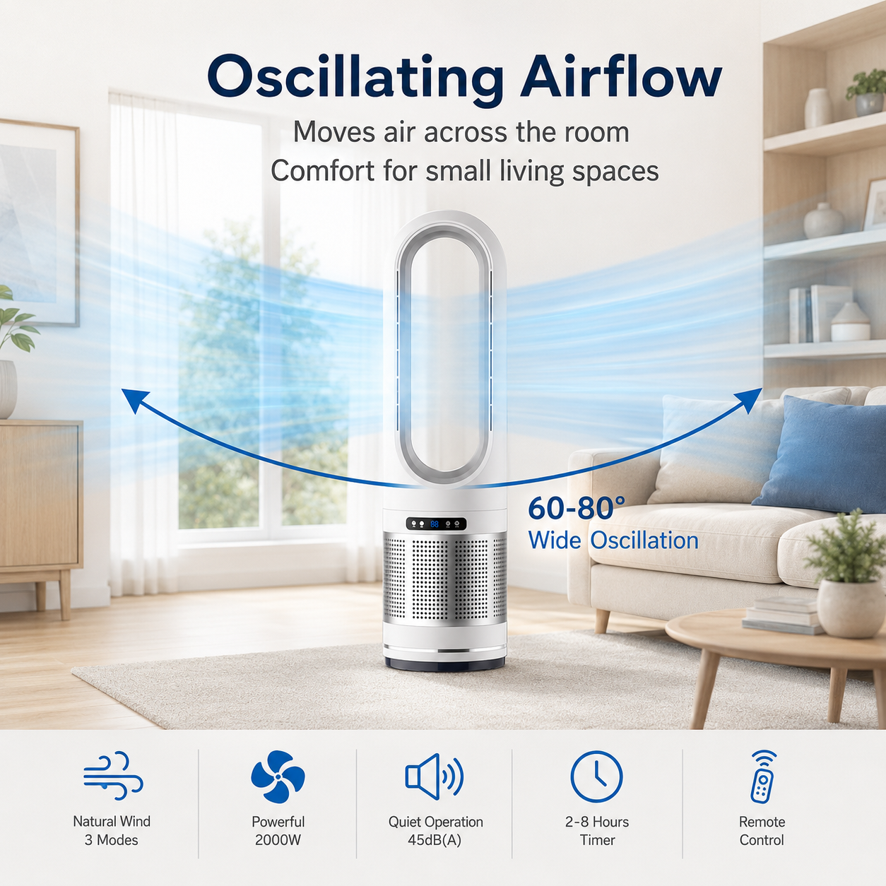 Turmventilator ohne Rotorblätter mit Fernbedienung 5