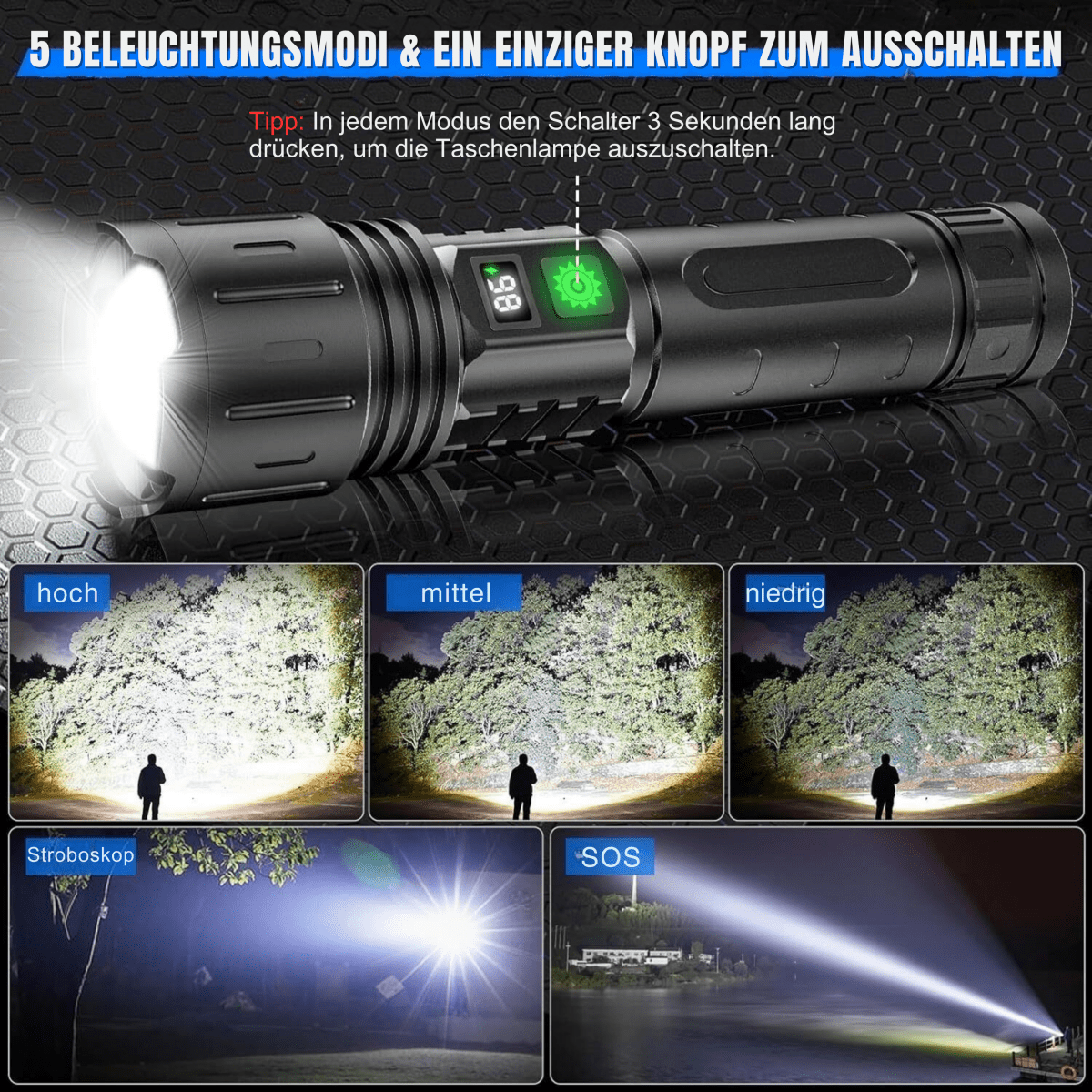 ULTRABEAM - LED-zaklamp voor dagelijks gebruik en buitenactiviteiten 3