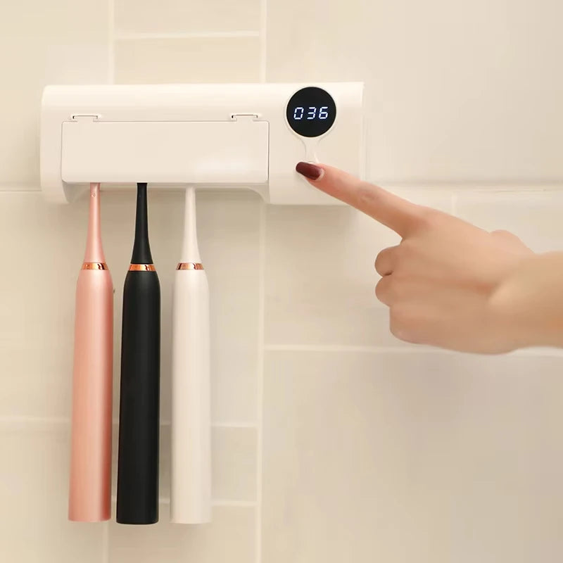 UV Toothbrush Sterilizer & Holder | Portable USB Rechargeable Disinfection & Drying Case, White 2