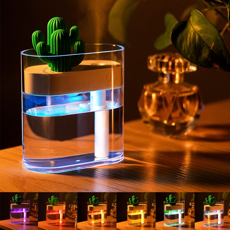 Diffuseur d’Arôme Cactus – Brume Ultrasonique, Éclairage LED & Réservoir de 160 ml pour Usage Domestique