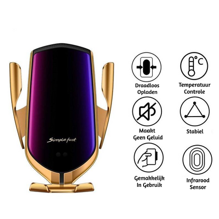 Wireless Car Phone Holder – Automatic Clamping with Qi Charging & 360° Adjustable Mount