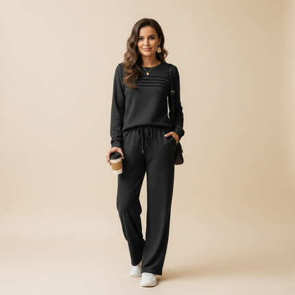 Women’s Comfort Lounge Outfit | 2-Piece Crewneck Top with Soft Pants