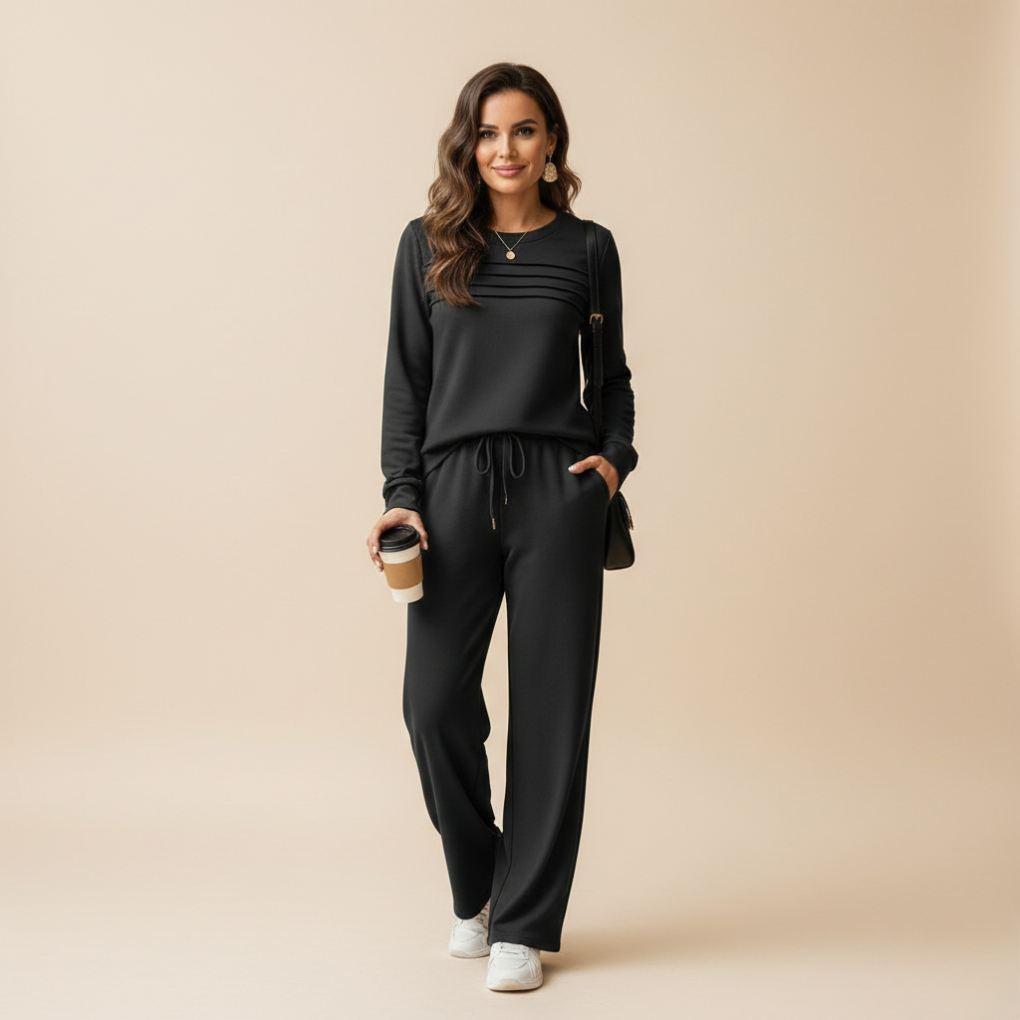 Women’s Comfort Lounge Outfit | 2-Piece Crewneck Top with Soft Pants