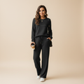 Tenue confortable pour femmes | Ensemble 2 pièces avec haut col rond et pantalon doux