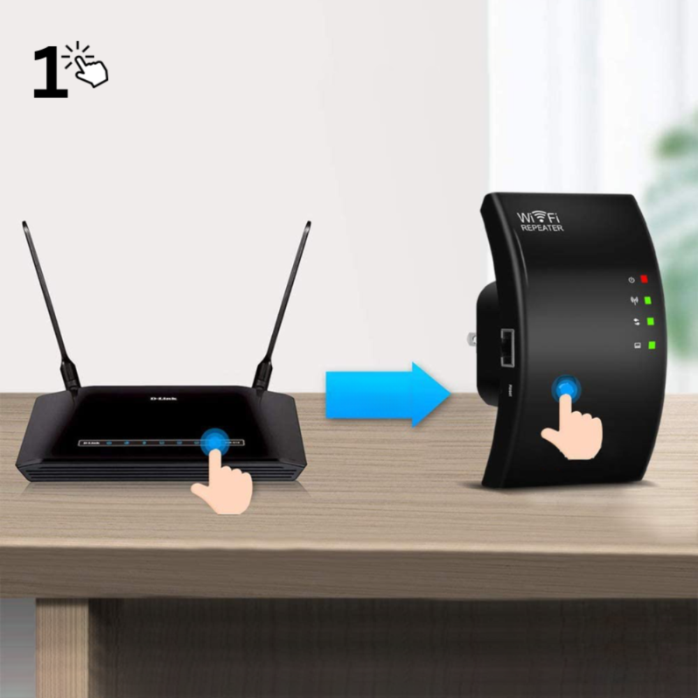 Extenseur de portée WiFi – Amplificateur de signal compact à brancher avec vitesse de 300 Mbps et extension de couverture 2,4 GHz