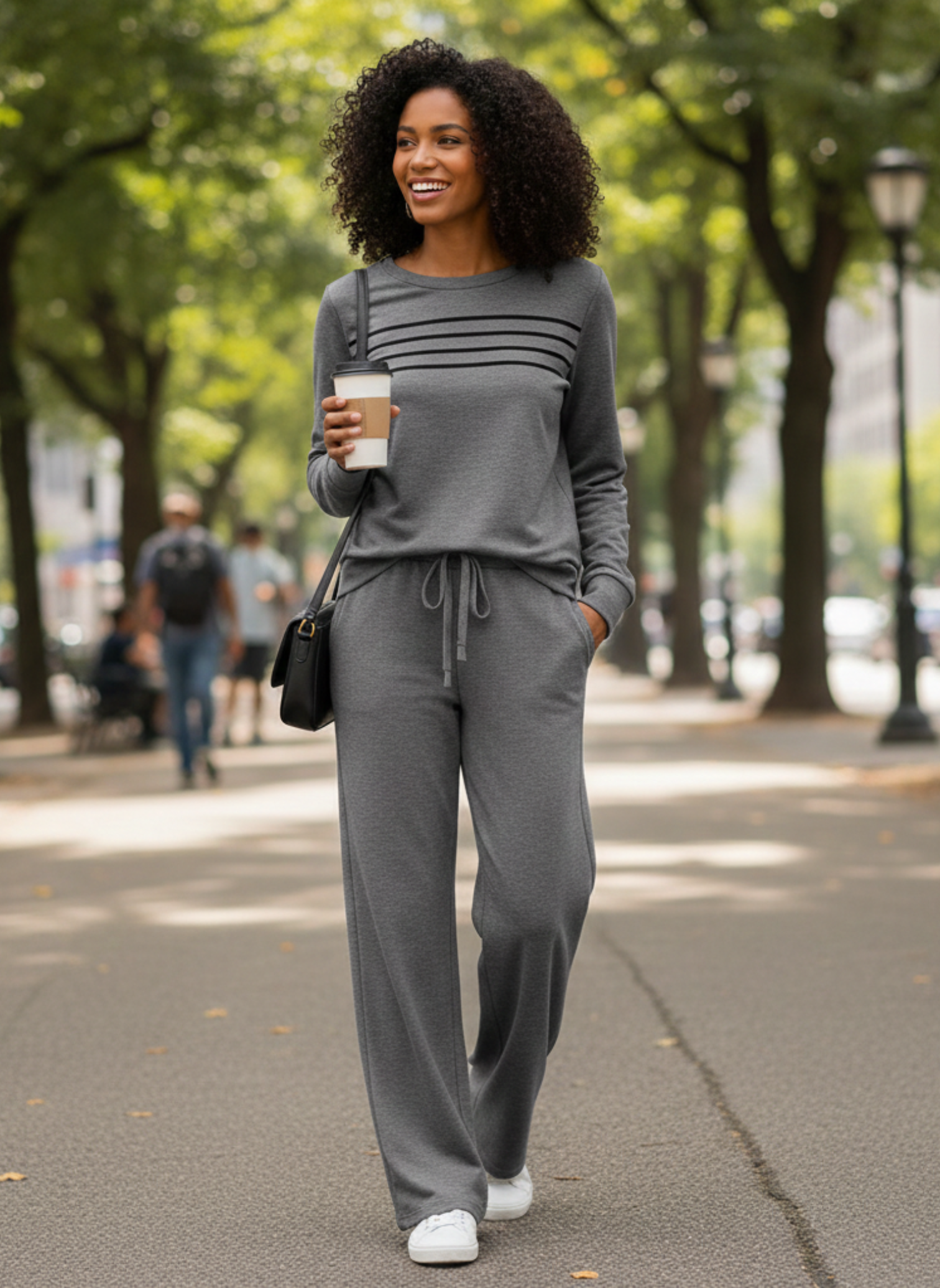 Tenue confortable pour femmes | Ensemble 2 pièces avec haut col rond et pantalon doux