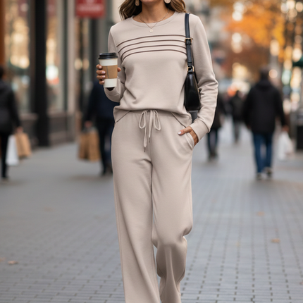 Women’s Comfort Lounge Outfit | 2-Piece Crewneck Top with Soft Pants