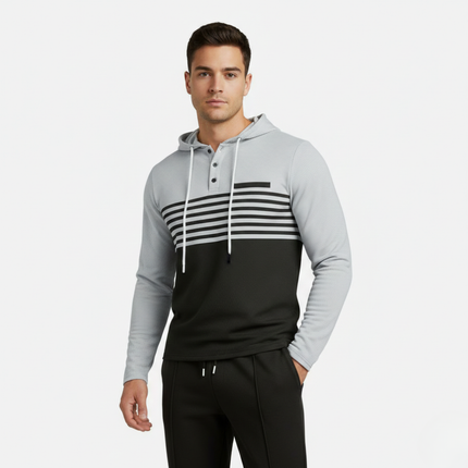 Men’s Color Block Tracksuit | 2-Piece Hoodie & Drawstring Jogger Set