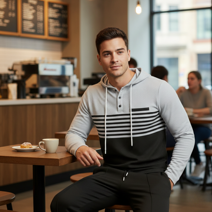 Men’s Color Block Tracksuit | 2-Piece Hoodie & Drawstring Jogger Set