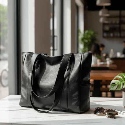 Leather-Look Tote Bag – Spacious, Zip-Top & Everyday Carry