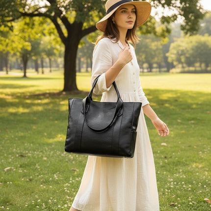 Leather-Look Tote Bag – Spacious, Zip-Top & Everyday Carry