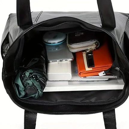 Leather-Look Tote Bag – Spacious, Zip-Top & Everyday Carry