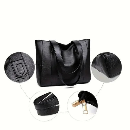 Leather-Look Tote Bag – Spacious, Zip-Top & Everyday Carry