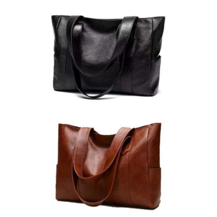 Leather-Look Tote Bag – Spacious, Zip-Top & Everyday Carry