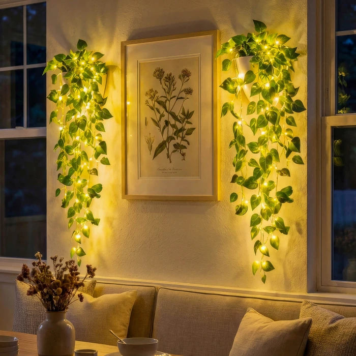 Artificial Ivy Planter Light – Green Vines with Warm LED Lights for Dim Corners