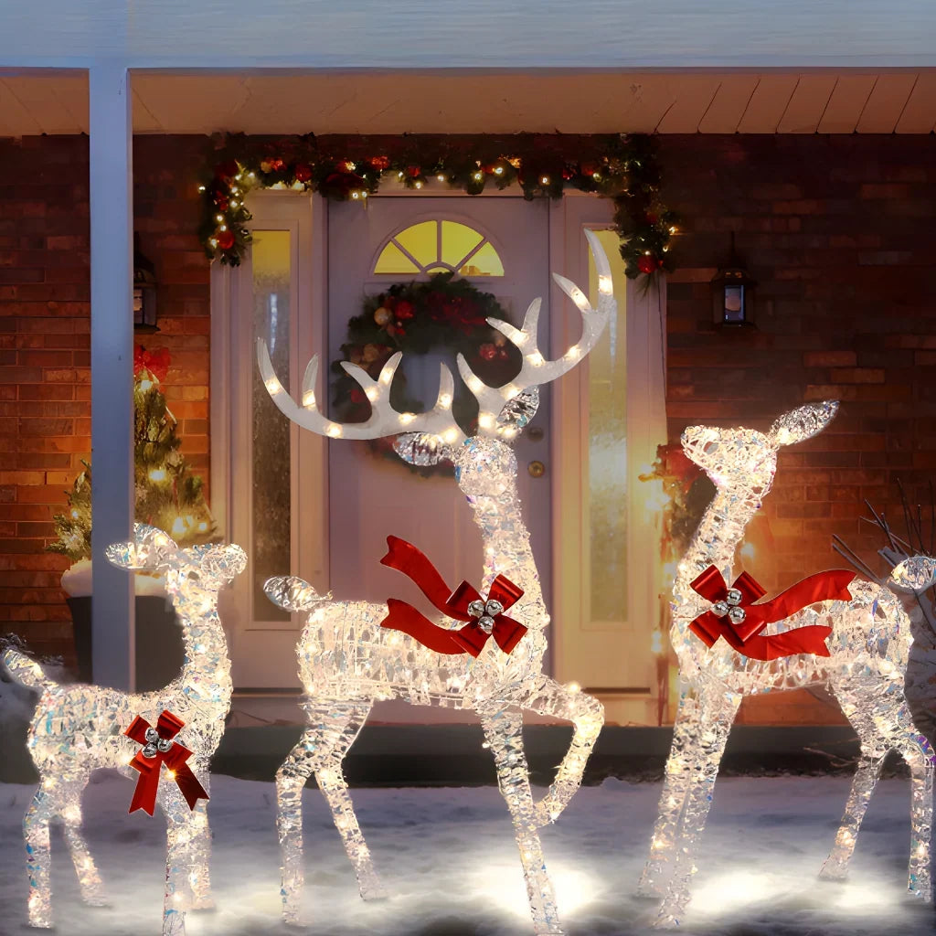 Lighted reindeer family